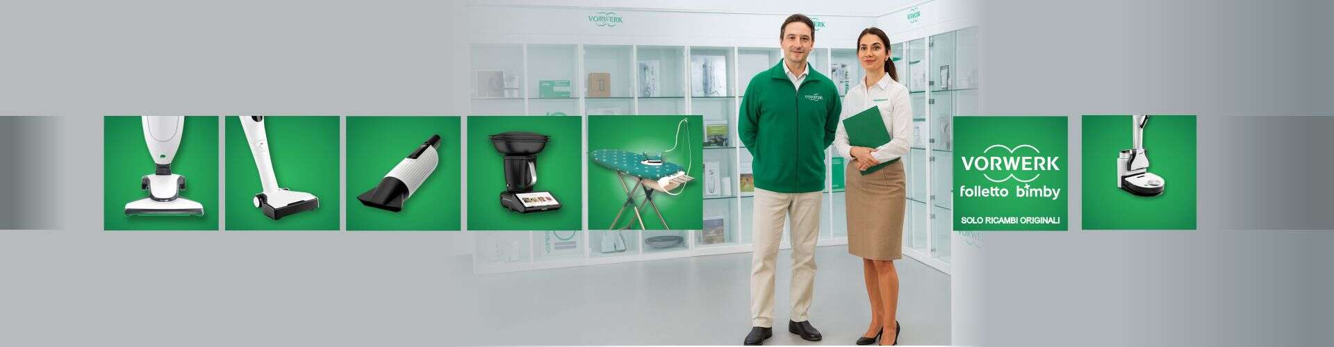 Negozio di Atf Folletto Bimby l'immagine descrive l'ampia gamma di pezzi di ricambio ed accessori nel negozio dedicato alla riparazione ed assistenza.